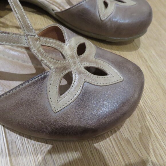 JAFA Antique Distressed Brown Strappy Cut Out Leather Comfort Sandals Boho - Picture 8 of 14